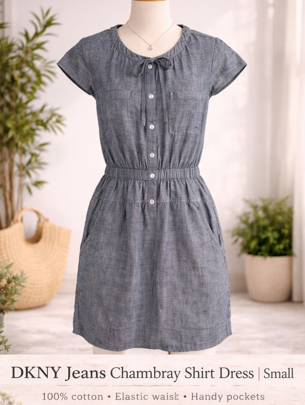DKNY Jeans Chambray Dress | Small